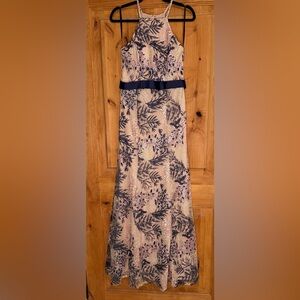 Floral Embroidered Illusion Overlay Gown